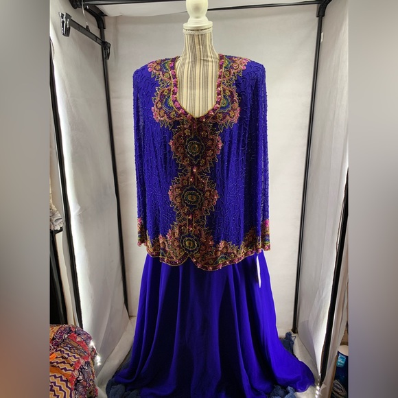 Adriana Papell Evening beaded Top long dress SIZE 18 NWT SHOW STOPPER - Picture 2 of 7